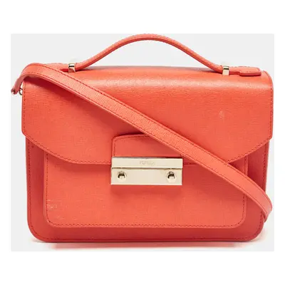 Furla Orange Leather Metropolis Top Handle Bag