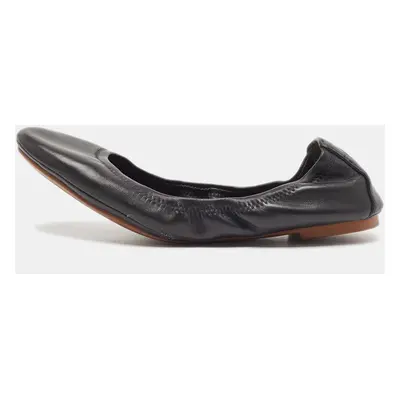 Tory Burch Black Leather Scrunch Ballet Flats Size 38.5