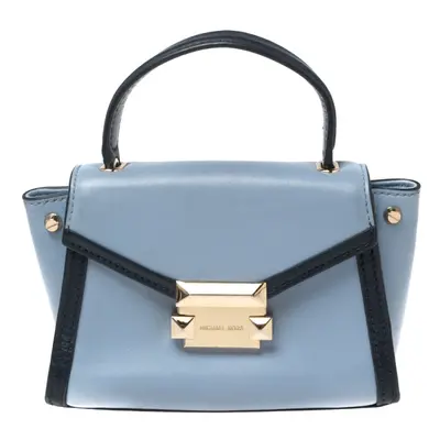 Michael Kors Two Tone Blue Leather Mini Whitney Top Handle Bag