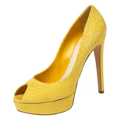 Dior Yellow Python Embossed Leather Miss Dior Platform Pumps Size