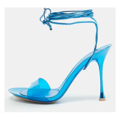 Gianvito Rossi Blue PVC and Leather Spice Sandals Size