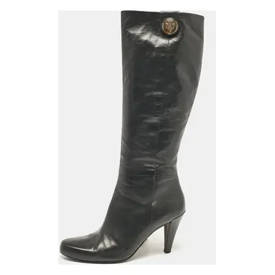 Gucci Black Leather Hysteria Knee Length Boots Size