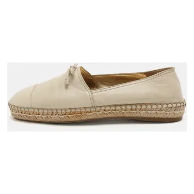 Prada Cream Leather Bow Espadrille Flats Size