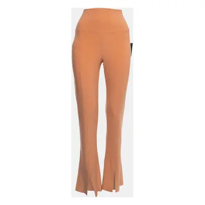 Norma Kamali Orange Stretch Knit High Waist Flared Hem Leggings