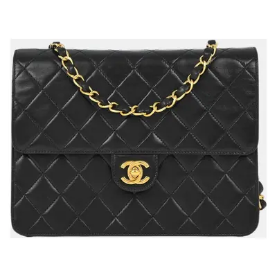 Chanel Black Lambskin Turnlock Small Half Flap Shoulder Bag