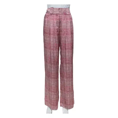 Emporio Armani Pink & Grey Printed Silk Palazzo Pants