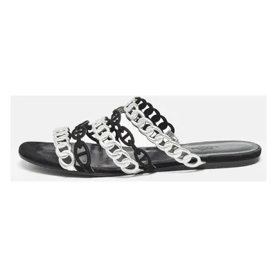 Hermes Metallic Leather Chaine D'ancre Flat Sandals Size