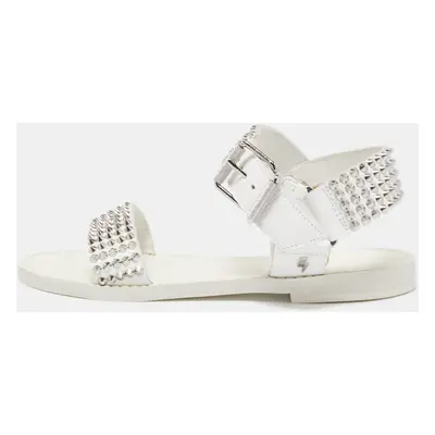 Zadig & Voltaire White Leather Ankle Strap Spiked Sandals Size