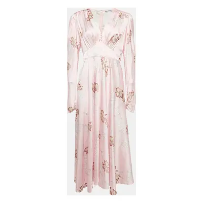 Paco Rabanne Pink Hawaiian Print Satin Midi Dress