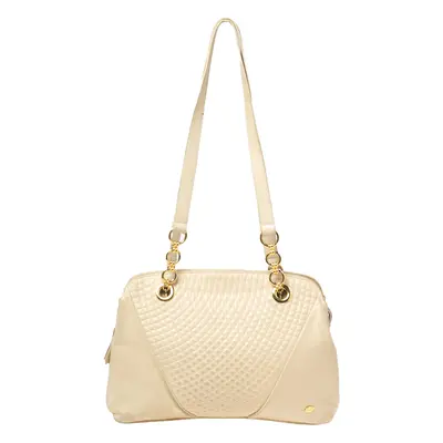 Bally Cream Quilted Leather Fringe Shoulder Bag