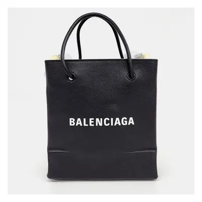 Balenciaga Black Leather Shopping Tote Bag