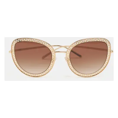 Dolce & Gabbana Gold Tone Metal DG2226 Devotion Collection Gradient Sunglasses