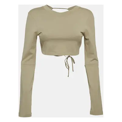 Jacquemus Sage Green Cotton Open Back Crop T-Shirt