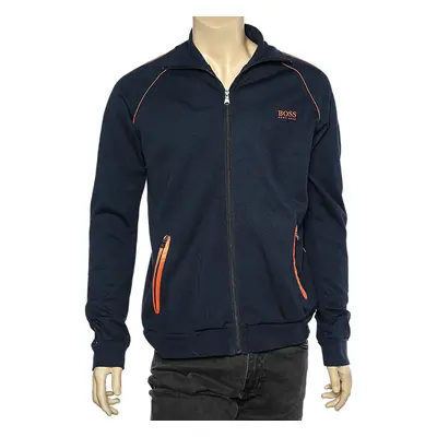 Boss By Hugo Boss Navy Blue Knit Zip Front Track Jacket