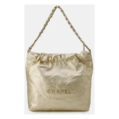 Chanel Gold Metallic Calf Leather Size Small Chanel Handbag