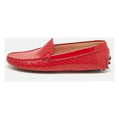 Tod's Red Patent Leather Penny Loafers Size