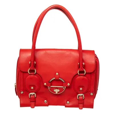 Versace Red Leather Studded Tote