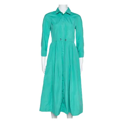 Max Mara Green Cotton Button Front Shirt Dress