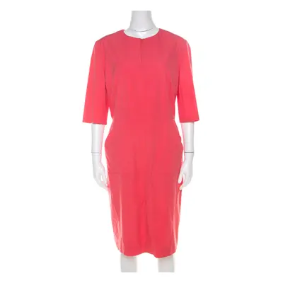 Jil Sander Coral Pink Cotton Zip Front Midi Dress