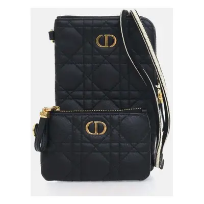 Dior Black Calfskin Cannage Caro Multifunctional Pouch