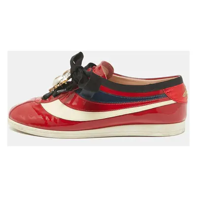 Gucci Multicolor Patent Leather Falacer Lace Up Sneakers Size 39.5