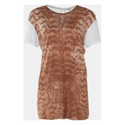 Miu Miu Brown Animal Printed Modal Knit Top