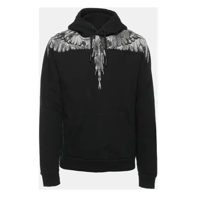 Marcelo Burlon Black Wings Printed Cotton Knit Hoodie