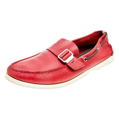 Salvatore Ferragamo Red Leather Slip On Loafers Size