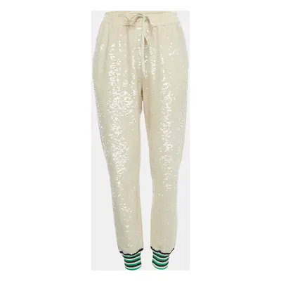 Gucci Beige Sequined Cotton Drawstring Joggers