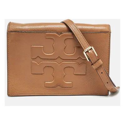 Tory Burch Brown Leather Bombe T Combe Crossbody Bag