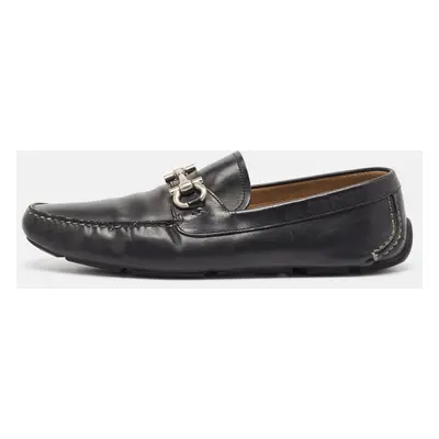 Salvatore Ferragamo Black Leather Gancio Loafers Size