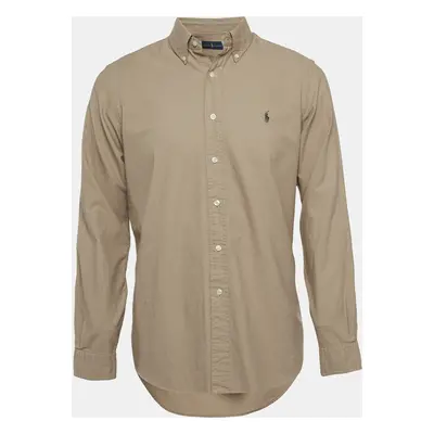 Ralph Lauren Khaki Green Cotton Button Down Collar Shirt