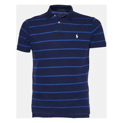 Polo Ralph Lauren Navy Blue Striped Cotton Knit Polo T-Shirt