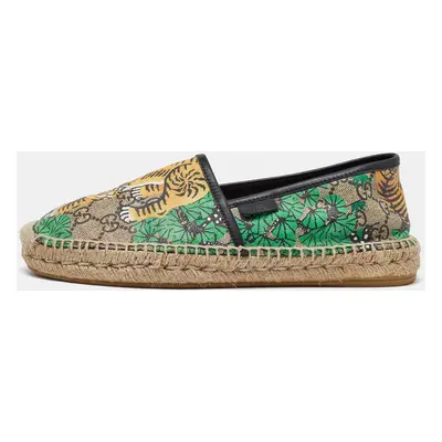 Gucci Multicolor Bengal Tiger Print Supreme Canvas and Leather Pilar Espadrille Loafers Size 40.