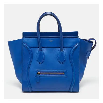 Celine Blue Leather Mini Luggage Tote