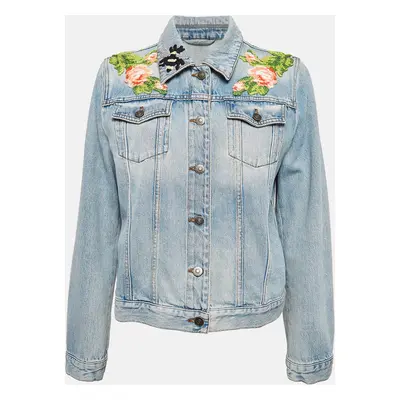 Gucci Blue Embroidered Denim Jacket