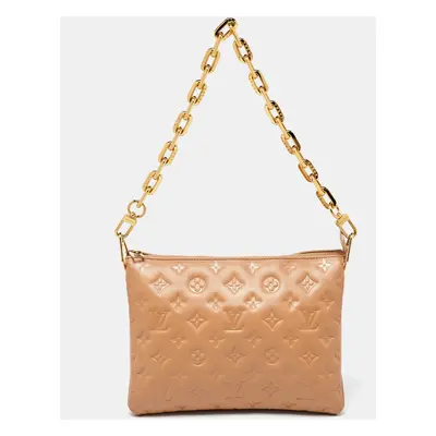 Louis Vuitton Taupe Monogram Embossed Leather Coussin PM Bag