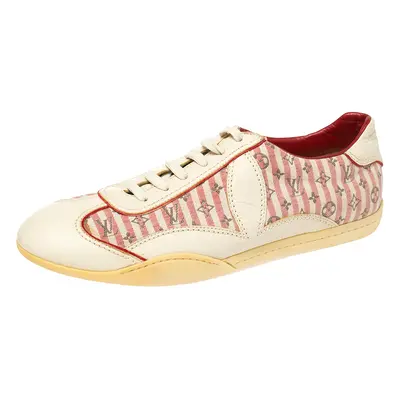 Louis Vuitton Cream /Red Monogram Canvas And Leather Sneakers Size