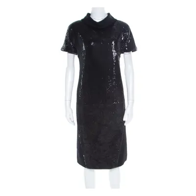 Gianfranco Ferre Black Sequin Embellished Wool Dress