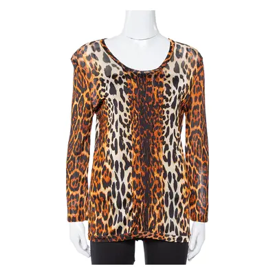 Dior Brown Leopard Print Knit Pleat Front Top