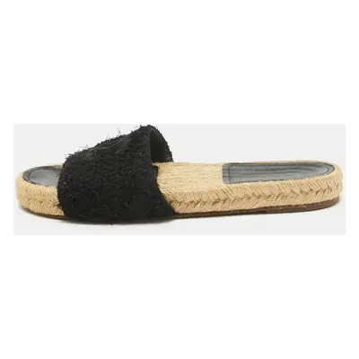 Chanel Black Tweed Flat Slides Size