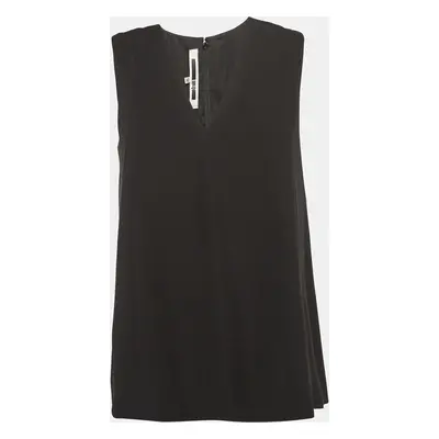 MCQ by Alexander McQueen Black Crepe V-Neck Sleeveless Top