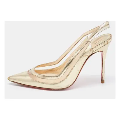 Christian Louboutin Gold Leather and PVC Paulina Slingback Pumps Size 35.5