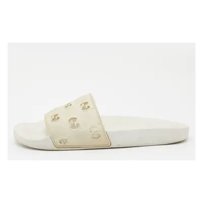 Gucci White GG Laser Cut Rubber Slides Size