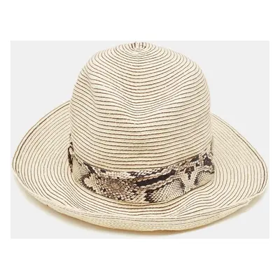 Roberto Cavalli Cream Straw Fedora Hat