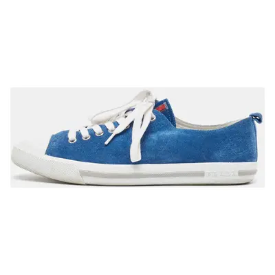 Prada Sport Blue Suede Low Top Sneakers Size 39.5