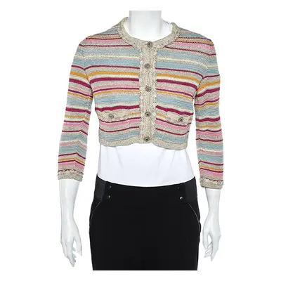 Chanel Multicolor Stripe Cotton Knit Cardigan