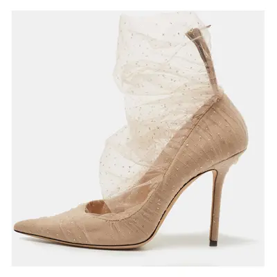 Jimmy Choo Beige Lace and Suede Lavish Pumps Size