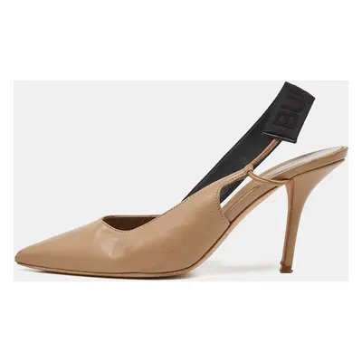 Burberry Beige Leather Pointed Toe Slingback Pumps Size