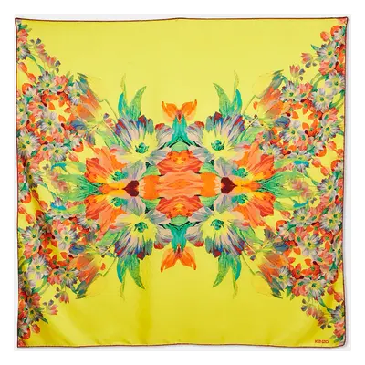 Kenzo Yellow Floral Print Silk Scarf